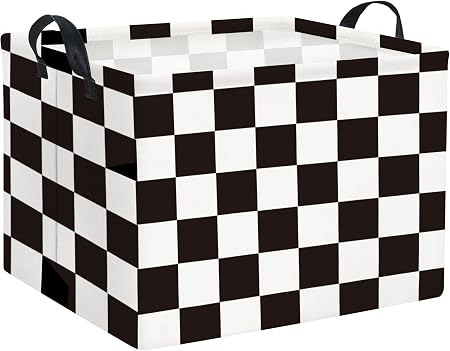 Rectangular Car Basket for Boys Checkered Basket Kids Baby Storage Bin Organizer Box Car Room Decor(Racing Flag)