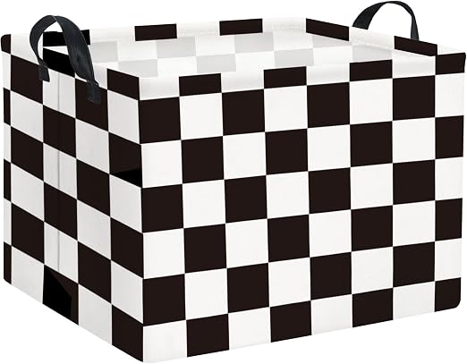 Rectangular Car Basket for Boys Checkered Basket Kids Baby Storage Bin Organizer Box Car Room Decor(Racing Flag)