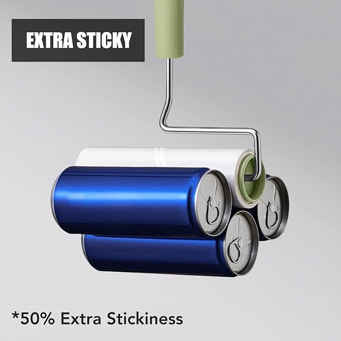Extra Sticky Large Surface Lint Roller, 6.3'' Giant Lint Roller for Pet Hair, Long Handle Lint Remover for Clothes, Furniture, Dog & Cat Hair Remover (1 Extendable Roller+540 Sheets)