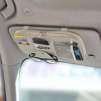 Car Sun Visor Organizer, Auto Interior Accessories Pocket Organizer - Car Truck SUV Storage Pouch Holder, with Multi-Poc