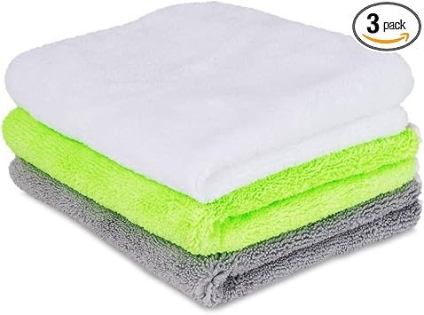 Liquid X Premium Professional Grade Microfiber Detailing Towels Ultra Thick & Super Plush - 16" x 16" (3 Pack)