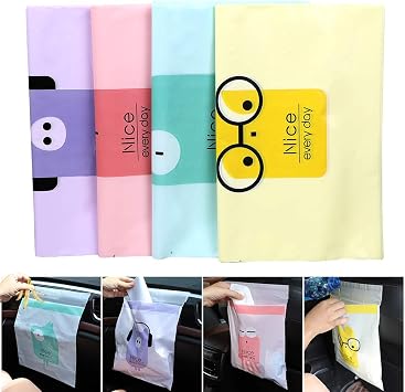 60PCS Easy Stick-On Disposable Car Trash Bag, Leakproof Vomit Bag, Beautiful Kitchen Storage Bag, Durable, Suitable for 