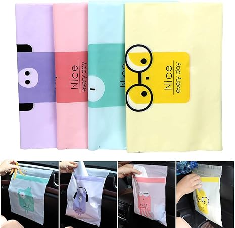 60PCS Easy Stick-On Disposable Car Trash Bag, Leakproof Vomit Bag, Beautiful Kitchen Storage Bag, Durable, Suitable for 