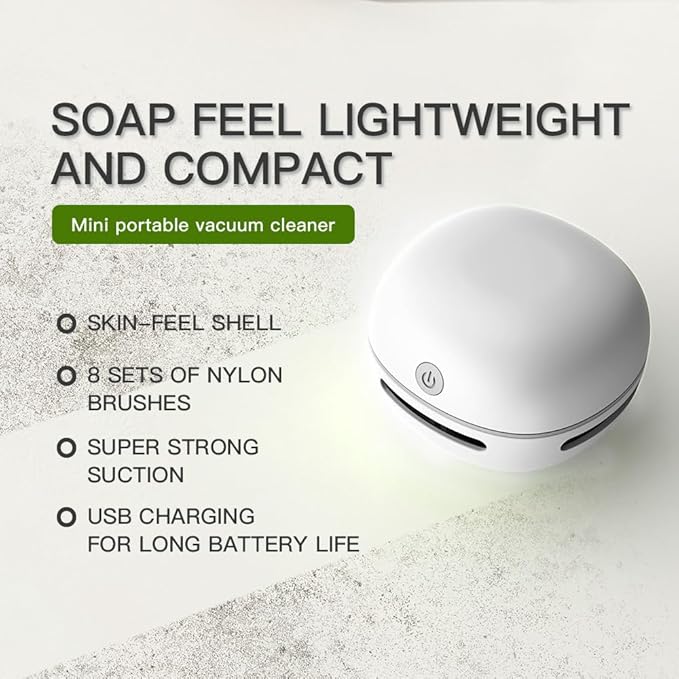TRZLIFE Mini Vacuum Cleaner, Rechargeable and Durable Desk Vacuum Cleaner Must-Have Office Desk Accessory Sucks up Tiny Items and Crumbs from Desktop Drawer Countertop Ideal Gift