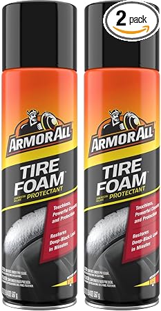 Armor All Tire Foam, Tire Cleaner Spray for Cars, Trucks, Motorcycles, 20 Oz Each, 1.25 Pound (Pack of 2)
