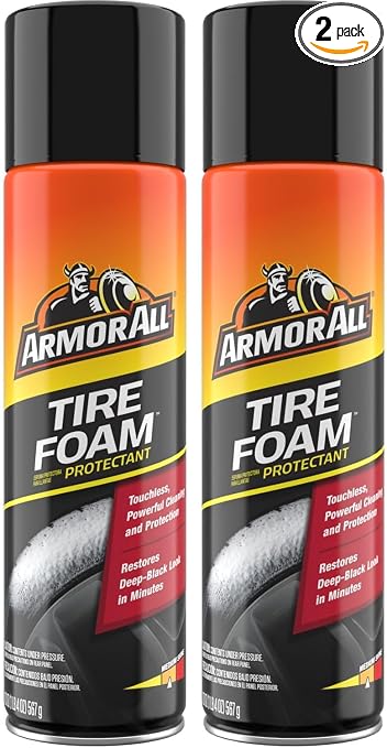 Armor All Tire Foam, Tire Cleaner Spray for Cars, Trucks, Motorcycles, 20 Oz Each, 1.25 Pound (Pack of 2)