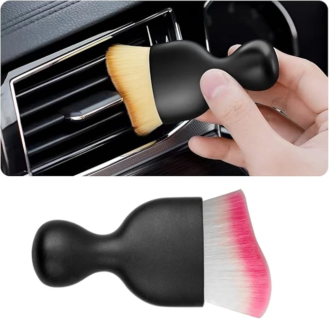 Blilo Car Interior Detailing Brush, Auto Soft Hair Cleaning Brushes, Curved Dirt Dust Collectors, Removal Tool for Dashboard Air Conditioner Vents Leather, Scratch Free (White/Red/1PCS)