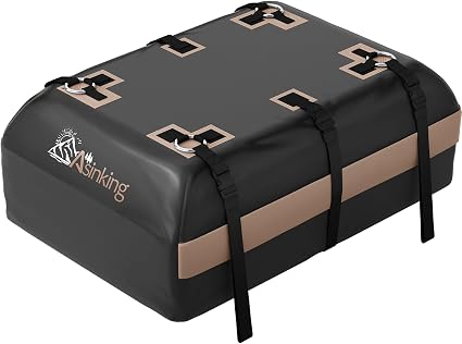 Asinking Car Rooftop Cargo Carrier Bag, 15 Cubic Feet Waterproof Roof Cargo Bag for Sedan SUV Minivan, Fit Vehicles with