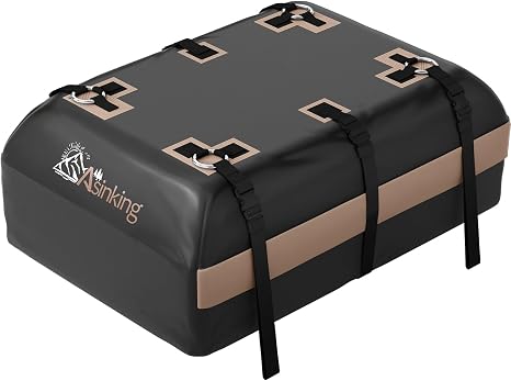 Asinking Car Rooftop Cargo Carrier Bag, 15 Cubic Feet Waterproof Roof Cargo Bag for Sedan SUV Minivan, Fit Vehicles with