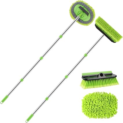 2 Pack Car Wash Brush with 62" Long Handle for Exterior Truck, RV, Boat