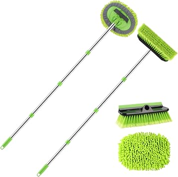 2 Pack Car Wash Brush with 62" Long Handle for Exterior Truck, RV, Boat