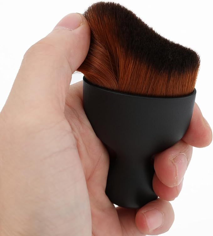 Car Detailing Brush, Soft Bristle Cleaning Brush, Scratch-Free Auto Duster Tool for Dashboard, Air Vents, Leather & Interior Cleaning (Black&Dark Brown)