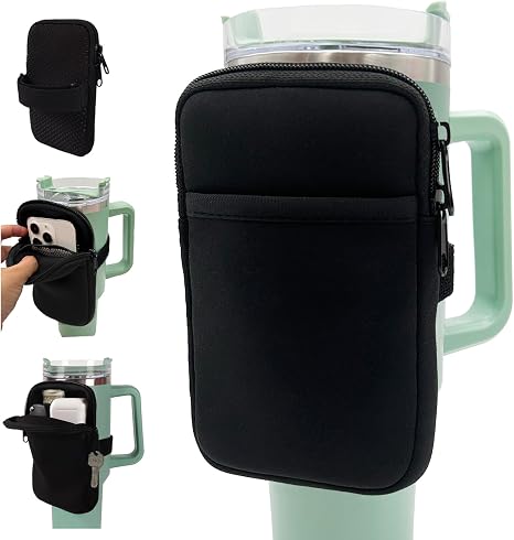 LMYUHONG Water Bottle Pouch for Stanley Cup Accessories 40oz 20oz 30oz, Tumbler Pouch with Versatile Pocket for Cards, K