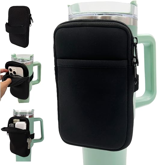 LMYUHONG Water Bottle Pouch for Stanley Cup Accessories 40oz 20oz 30oz, Tumbler Pouch with Versatile Pocket for Cards, K