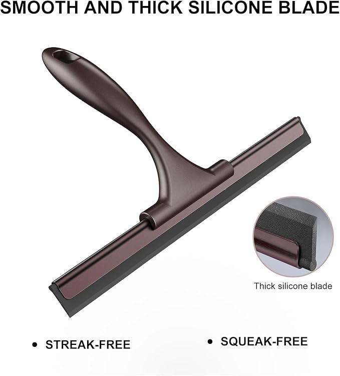 SetSail Shower Squeegee for Glass Doors All-Purpose Squeegee for Shower Glass Door Stainless Steel Window Squeegee with Hook for Car Windshield, 12 Inches