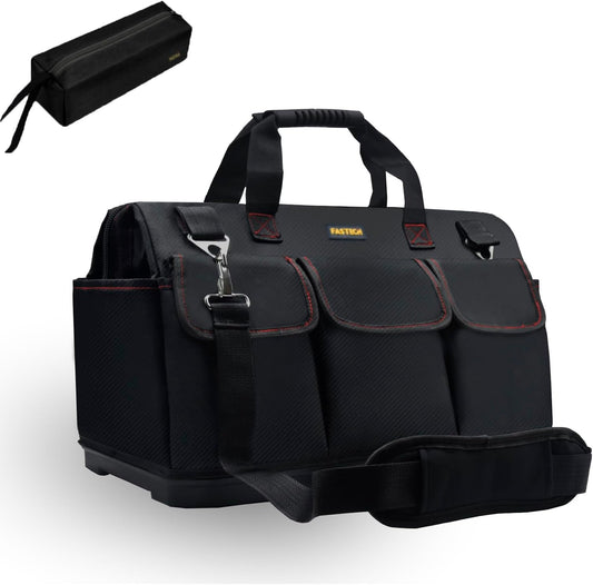 FASTECH 22-inch Heavy Duty Bottom Tools Bag With Wide Mouth For Tool Storage, Carrier and Organizer, Tool Bag For Men, Wide Mouth Tote Bag With Inside Pockets (22Inch)