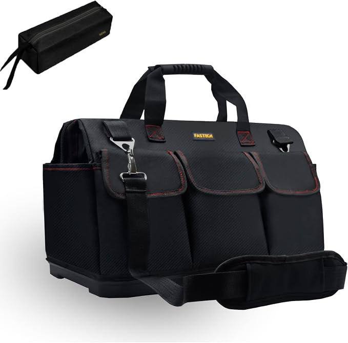 FASTECH 22-inch Heavy Duty Bottom Tools Bag With Wide Mouth For Tool Storage, Carrier and Organizer, Tool Bag For Men, W
