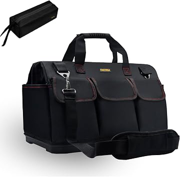 FASTECH 22-inch Heavy Duty Bottom Tools Bag With Wide Mouth For Tool Storage, Carrier and Organizer, Tool Bag For Men, W