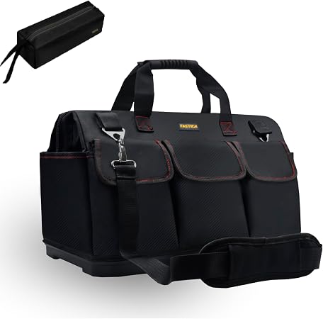 FASTECH 22-inch Heavy Duty Bottom Tools Bag With Wide Mouth For Tool Storage, Carrier and Organizer, Tool Bag For Men, W