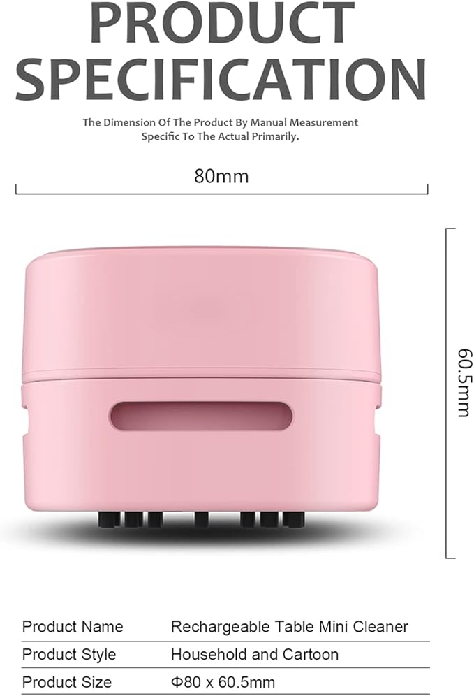 ODISTAR Desktop Vacuum Cleaner, Mini Table dust Sweeper Energy Saving,High Endurance up to 400 mins,360º Rotatable Design for Keyboard/Home/School/Office (Pink)