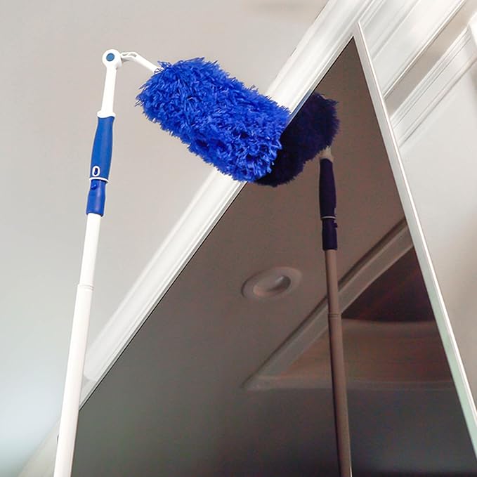 Unger Connect and Clean Microfiber Duster with Pivoting Handle, Dusters for Cleaning, Compatible with Telescopic Poles, Dusting Tools, Cleaner Tool for Windows, TVs, Moldings, Cupboards, Cabinets