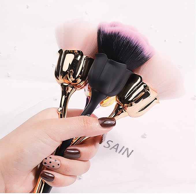 1Pc Dust Brush for Acrylic Nails Acrylic Nail Brush Cleaner Nail Brushes for Cleaning Dust Dip Powder Large Makeup Blush Brush Manicure Brush for Nails Clean Up Nail Art Tools (Black)