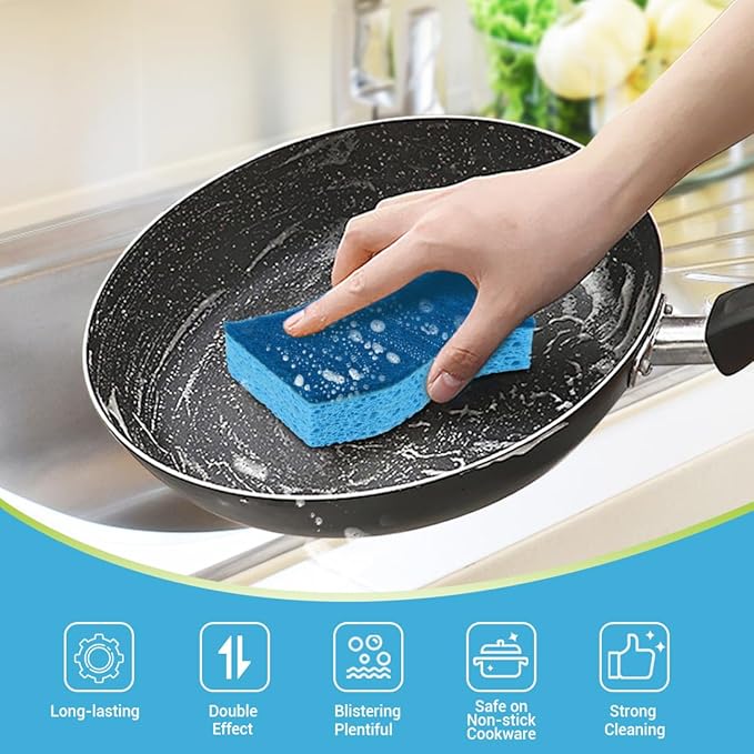 AIDEA Sponges Kitchen, 9Count, Dish Sponges, Non-Scratch Sponge for Non-Stick Cookware, Cleaning Sponge for Dishes, Cleans Fast Without Scratching, Cleaning Power for Kitchen, Bathroom, Household