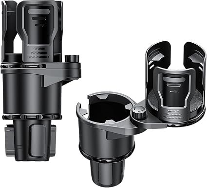 2-in-1 Adjustable Car Cup Holder Expander & Organizer – Dual Automotive Drink Holder for Bottles, Snacks, Phones – Fits 