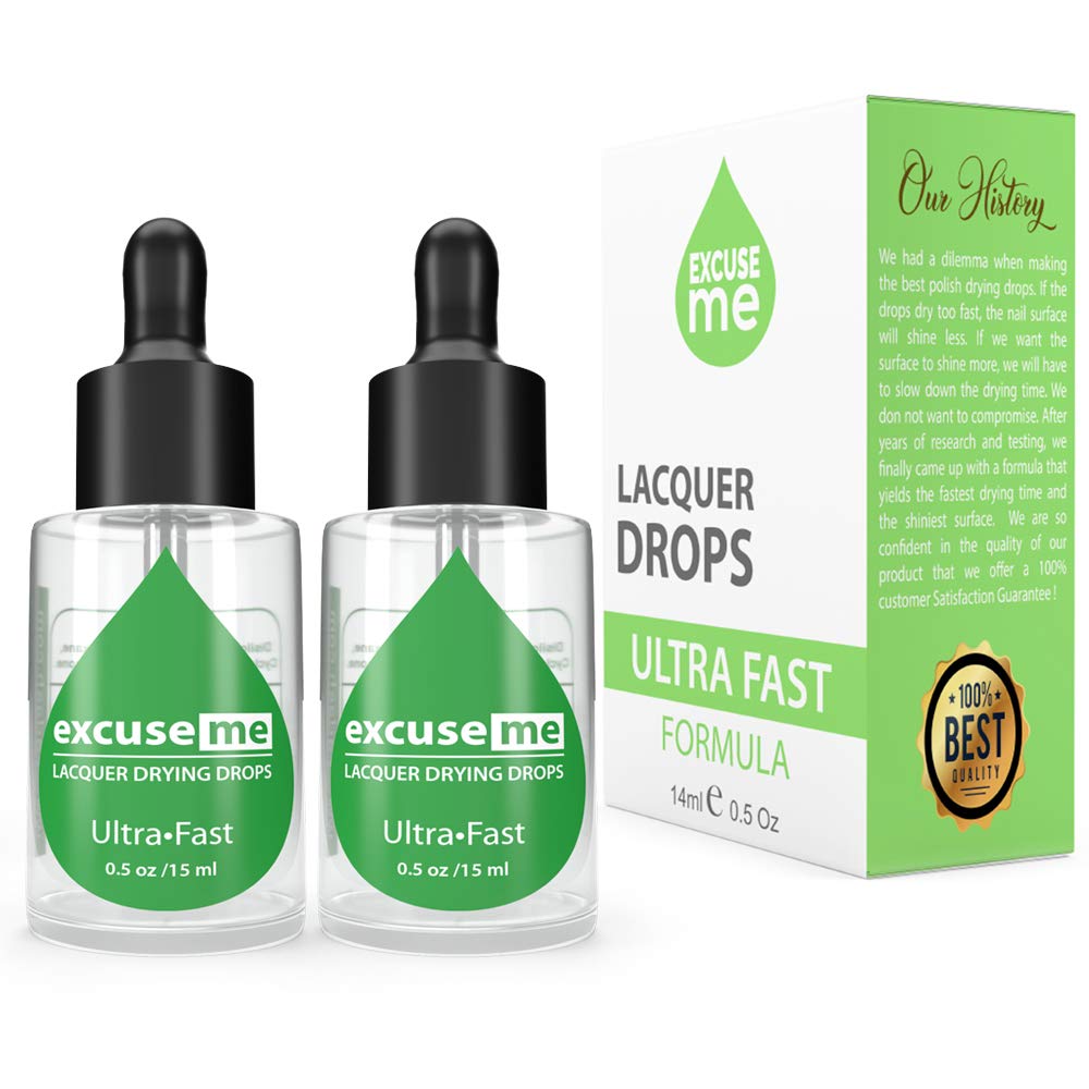 Excuse Me Nail Polish Ultra Fast Drying Drops 0.5 oz 15ml (Pack of 2)