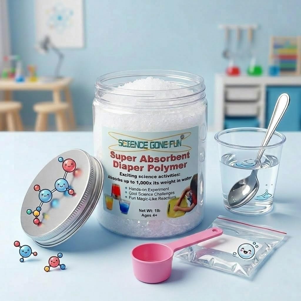 1 Pound Super Absorbent Diaper Polymer_Science Educational Products - Sodium Polyacrylate for Science Experiments, Magic Tricks, Sensory Bins, and DIY Cooling Packs