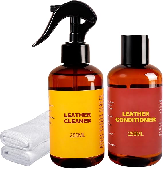 Leather Cleaner and Conditioner for Couch: Complete 2-Step Care Set for Car Interior Furniture Sofa Shoes Bags & Jackets