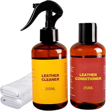 Leather Cleaner and Conditioner for Couch: Complete 2-Step Care Set for Car Interior Furniture Sofa Shoes Bags & Jackets