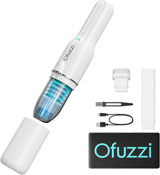 Ofuzzi Slim H7 Pro Handheld Vacuum, 1.0LB, 27AW/11kPa, Handheld Vacuum Cordless with LED Lighting and Two-Speed Modes, Low Noise, Type-C Charge, Mini Vacuum for Home Cleaning, White