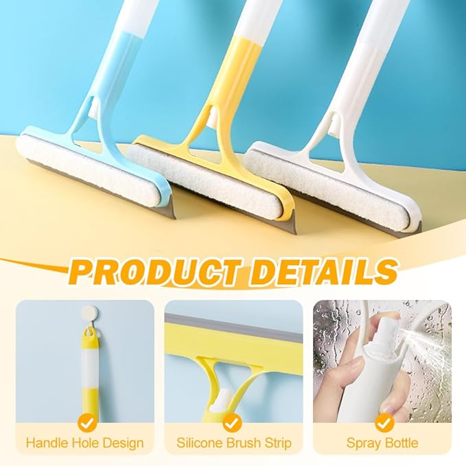 3 in 1 Window Cleaning Scraper, 3 in 1 Squeegee for Window Cleaning, All Purpose Window Cleaner Tool for Windows, All-Purpose Window Cleaner Tools (White+Blue)