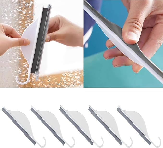 Kitchen Squeegee, 5 Pcs Shower Glass Cleaner Squeegee with Hook for Cleaning Window, Sink, Bathroom