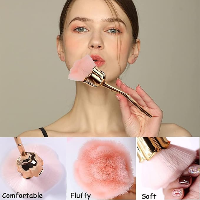 1Pc Nail Dust Brush for Acrylic Nails Acrylic Nail Brush Cleaner Nail Brushes for Cleaning Dust Large Powder Brush Makeup Blush Brush Manicure Remover Brush Nail Art Tools (Gold-2)