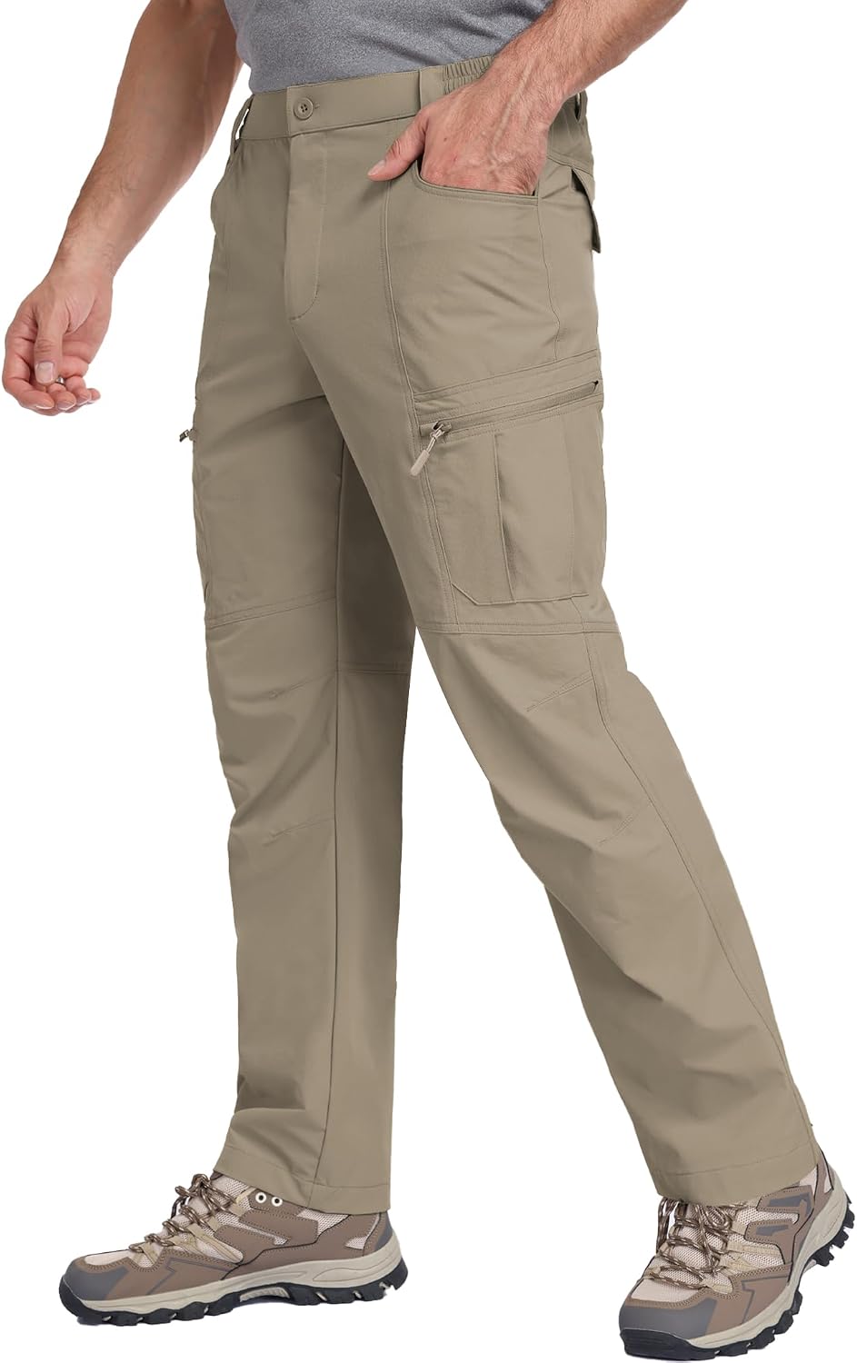 Mens Hiking Pants Lightweight Nylon Stretch Cargo Work Pants for Men Waterproof with Pockets