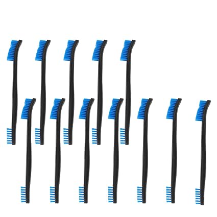 12-Pack Double-Ended Cleaning Brushes, Nylon Bristle Detail Brushes for Car Detailing, Kitchen, Keyboard, Carbon Residue