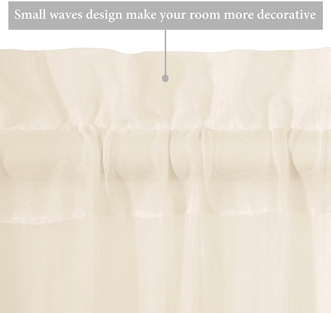 MIULEE 2 Panels Sidelight Curtains for French Door Sheer Panels Light Filtering Window Treatment for Narrow Door 25 x 72 Inches with Tieback, Cream Beige