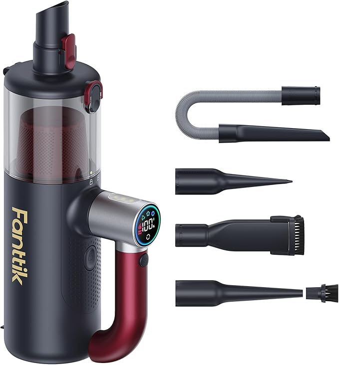Fanttik Cruise V11 APEX Handheld Vacuum Cordless, 4-in-1 Vacuum Cleaner with AxLoop 180° Rotatable Handle, 145W Brushless Motor, LED Touch Screen, 3 Suction Modes for Home Corners, Kitchen, Crevices