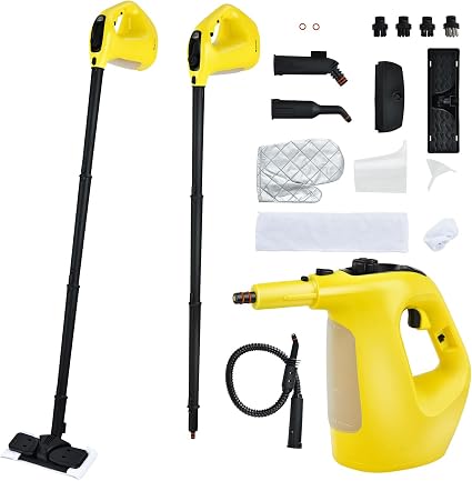 GOFLAME Multipurpose Handheld Steam Cleaner, 1400W Pressurized Steamer with 17 Pieces Accessory Set, 350 ml Portable Ste