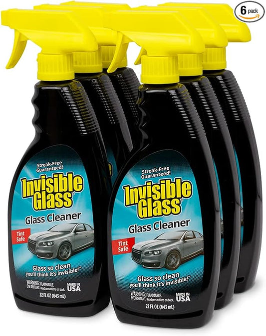 Invisible Glass 92164-6PK Premium Glass Cleaner Spray for Car Windshields and Windows, Automotive and Home Window Cleaner, Streak-Free, Ammonia-Free, Tint-Safe – 22 fl oz (Pack of 6)