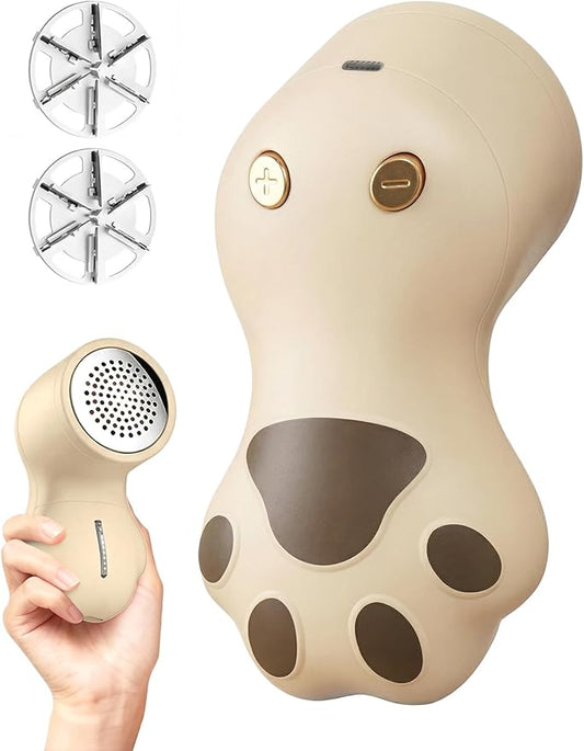Cute Cat Paw Fabric Shaver, 3-Speed Lint Remover for Clothes, Sweaters, Couches, 2 Extra Blades for Effective Fuzz and Bobble Remove Pilling on All Fabrics and Furniture