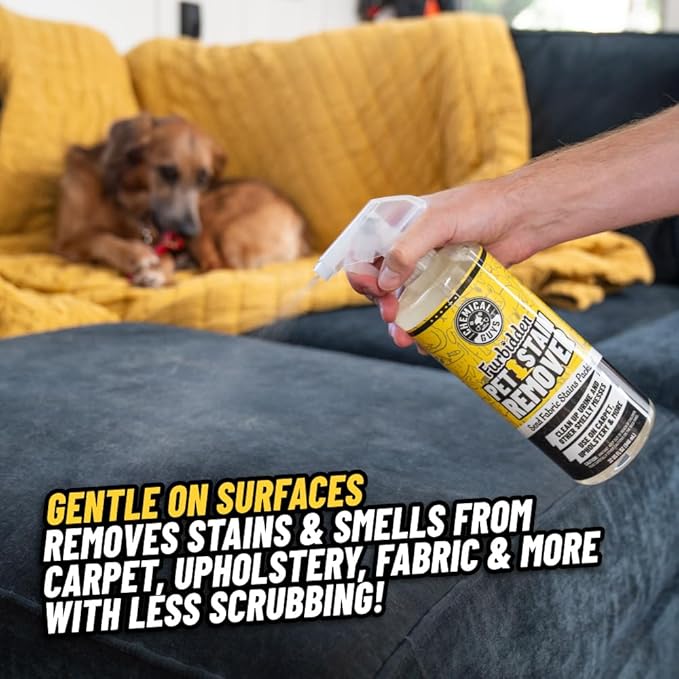 Chemical Guys Furbidden Pet Stain Remover for Car & Home, Carpet & Upholstery Cleaner, Eliminates Pet Odors & Stains from Urine & Vomit, Multi-Surface Pet Odor Neutralizer - 16 oz
