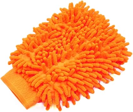uxcell Orange Microfiber Chenille Washing Cleaning Glove Mitten for Car Vehicle Body