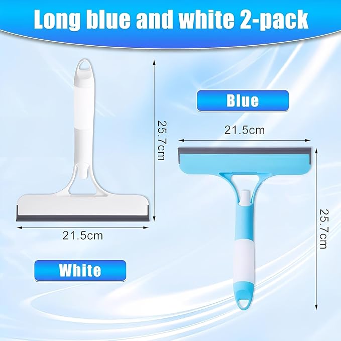 Shower Squeegee for Glass Doors, 3 in 1 Squeegee for Shower Glass with Spray, Scrubber and Shower Squeegee for Glass Doors, Mirrors, Car and Home, All-Purpose Window Cleaner Tool (White)