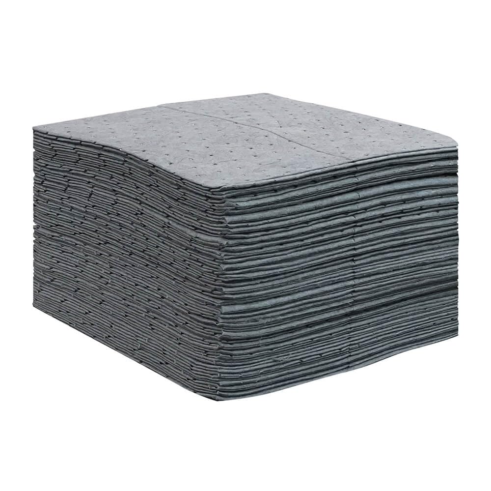 Light Universal Absorbent Pads, 25 Pack - Absorbs 18 oz per pad / 3.5 gal. per Pack - Absorbs Oil, Grease, Coolant, Chemicals, Solvents, Caustics, Acids, Urine & Stool, and Sewage