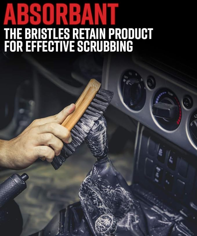 Adam's Polishes Cockpit Detailing Brush - Car Cleaning Brush | Scrub Brush for Interior Leather Cleaner Carpet Upholstery Fabric Shoe Sofa Shower Bathroom Pet | Car Wash Kit - Car Cleaning Supplies