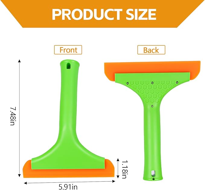 Wuyaoyao 2PCS Silicone Squeegee, Small Squeegee for Car, Automotive Mini Window Squeegees, Shower Squeegees, Water Wiper Cleaning Tool for Car Windshield, Window, Mirror, Glass Door (Green)
