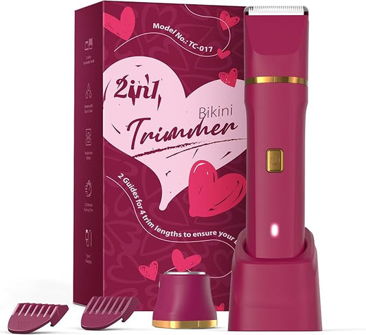 Electric Bikini Trimmer for Women - Waterproof Pubic Hair Trimmer & Facial Shaver, Rechargeable Cordless Electric Razor with Ceramic Blades, IPX7 Shower-Safe for Sensitive Skin, Gifts for Women